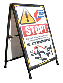 Portable A-Frame sign with swappable corflute inserts