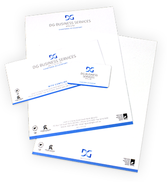 Branded letterheads, with compliments slip and business card
