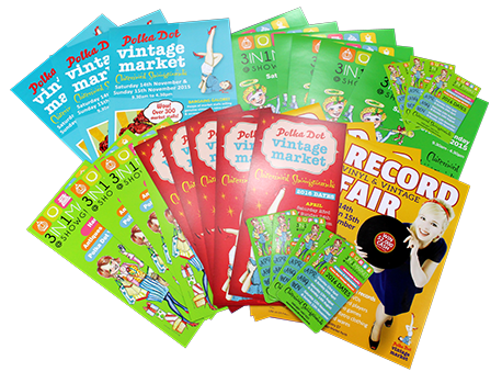 A spread of attractively designed, colourful flyers and leaflets