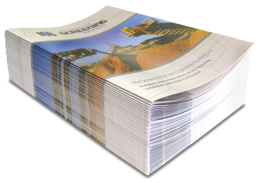 A stack of corporate brochures